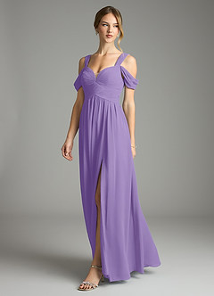 Azazie Lianne Bridesmaid Dresses Tahiti A-Line Off the Shoulder Chiffon Dress image4