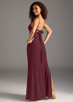 Azazie Mai Bridesmaid Dresses Cabernet Sheath Pleated Mesh Dress image2