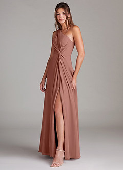 Azazie Brooke Bridesmaid Dresses Cedar Rose A-Line One Shoulder Chiffon Dress image5