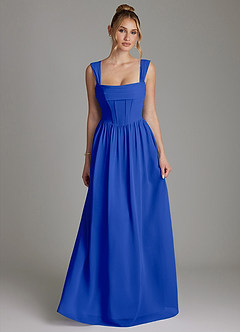 Azazie Caterina Bridesmaid Dresses Royal Blue A-Line Corset Chiffon Dress image4
