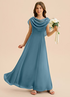 Azazie Lambie Junior Abito A-Line in Chiffon Plissettato Bermuda image3