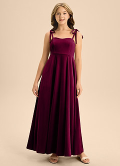Azazie Rosey Junior Brick Red A-Line Sweetheart Neckline Velvet Dress image3