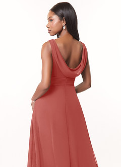 Azazie Karina Bridesmaid Dresses Antique Rose A-Line Pleated Chiffon Dress image4