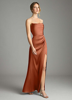Azazie Leonis Bridesmaid Dresses Cedar Rose Mermaid Pleated Stretch Satin Convertible Dress image6