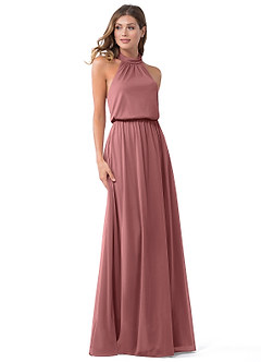 Azazie Landry Final Sale Desert Rose A-Line Pleated Mesh Dress image1