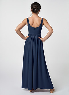 Azazie Keyla Junior Dark Navy A-Line Pleated Chiffon Dress image2