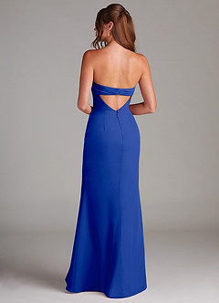 Azazie Leonis Robes de demoiselle d'honneur Robe Fourreau Convertible en Mousseline de soie Sans bretelle Bleu Roi image5