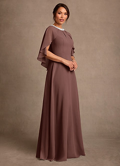 Azazie Winnifred Kleider für die Brautmutter A-Linie Mit Perlen Chiffon Kleid Espresso image2