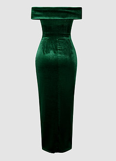 Osprey Dark Emerald Velvet Off-The-Shoulder Tulip Dress image8