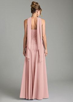 Azazie Gabriela Bridesmaid Dresses Powder Pink A-Line Corset Chiffon Dress image2