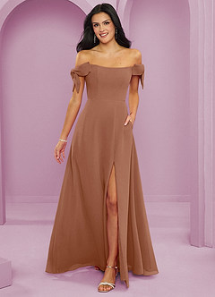 Barbie ♥ Azazie Bridesmaid Dresses Bronzer A-Line Off the Shoulder Chiffon Convertible Dress image1