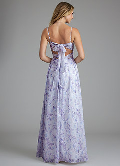 Azazie Zeya At-home Try On Dresses Lilac Watercolor Floral A-Line Watercolor Floral Dress image2