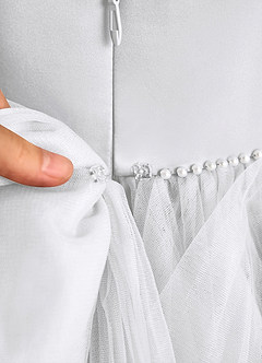 Azazie Tinie Flower Girl Dresses White Ball-Gown Bow Tulle Dress image8