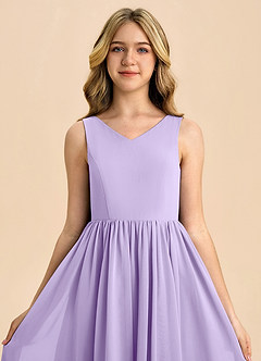 Azazie Hathaway Junior Lilac A-Line Bow Chiffon Dress image6