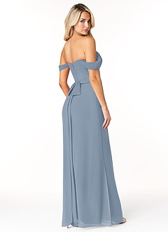 Azazie Joretta Final Sale Dusty Blue A-Line Off the Shoulder Chiffon Convertible Dress image5