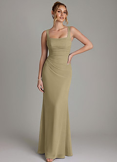 Azazie Agustina Bridesmaid Dresses Moss Green Mermaid Corset Chiffon Dress image1