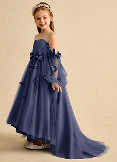 Azazie Karrie Flower Girl Dresses Stormy A-Line with Sleeves Tulle Dress image3