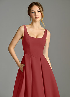 Azazie Amalie Bridesmaid Dresses Rust A-Line Pleated Chiffon Dress image7