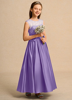 Azazie Candy Girl Flower Girl Klänningar Klä Balklänning i Matt satäng Rosett image5