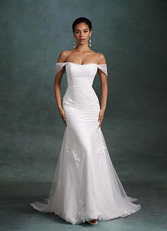 Azazie Ella Wedding Dresses Diamond White Mermaid Sweetheart Neckline Tulle Dress image1