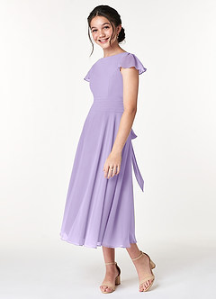 Azazie Payton Junior Lilac A-Line Bow Chiffon Dress image5