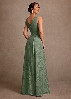 Azazie Luanne vestidos de madre de la novia Vestido de Matcha de Devorado Floral de Corte en A con Plisado image3