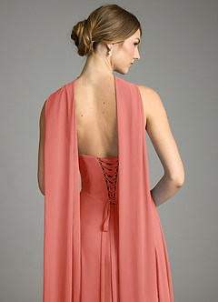 Azazie Ayla Abiti da Damigella Abito A-Line in Chiffon Scollo a Cuore Salmone Rosa image11