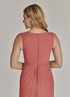 Azazie Manuella Mère de la mariée Robes Robe Trapèze en Mousseline de soie Col V plissé Antique Rose image9