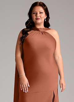 Azazie Kinsley Bridesmaid Dresses Cedar Rose Mermaid Side Slit Stretch Satin Dress image13