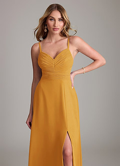 Azazie Terese Bridesmaid Dresses Butterscotch A-Line Pleated Chiffon Dress image5