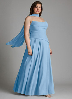 Azazie Gabriela Bridesmaid Dresses Powder Blue A-Line Corset Chiffon Dress image19