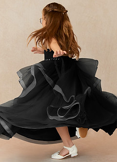 Azazie Sofia Flower Girl Dresses Black A-Line Beaded Tulle Dress image2