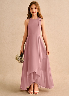 Azazie Boop Girls Formal Flower Girl Dresses Dusty Rose A-Line Bow Chiffon Dress image1