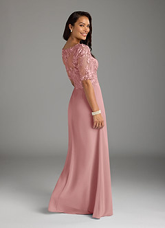 Azazie Amedeus Mother of the Bride Dresses Dusty Rose A-Line V-Neck Lace Chiffon Dress image2