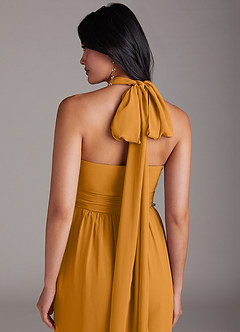 Azazie Lamara Bridesmaid Dresses Butterscotch Off the Shoulder Chiffon Convertible Jumpsuit image10