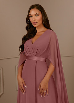 Azazie Isa Mother of the Bride Dresses Desert Rose A-Line V-Neck Pleated Chiffon Dress image5