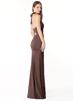 Azazie Emeria Brautjungfernkleider Meerjungfrau-Linie Plissee Stretch-Satin Kleid Ganache image5