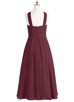 Azazie Kaleigh Junior Robe Trapèze en Mousseline de soie Plissée Cabernet image7