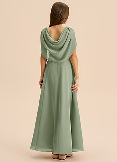 Azazie Lambie Junior Pistachio A-Line Pleated Chiffon Dress image2