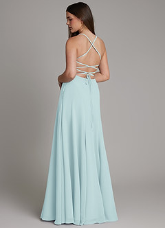 Azazie Irelia Brautjungfernkleider Eine Linie Herzausschnitt Chiffon Kleid Seegrün image6