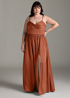 Azazie Zeya Bridesmaid Dresses Cedar Rose A-Line Pleated Stretch Satin Dress image9
