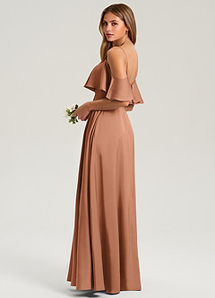 Azazie Jean Brautjungfernkleider A-Linie Schulterfrei Stretch-Satin Kleid Bronzer image4