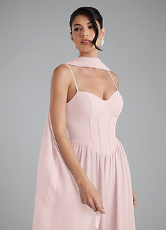 Azazie Alisha Bridesmaid Dresses Blushing Pink A-Line Corset Chiffon Dress image7