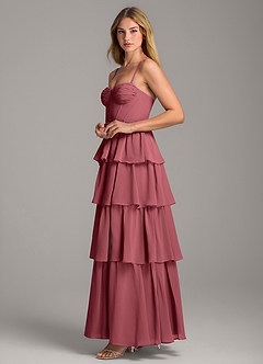 Azazie Alanna Brautjungfernkleider A-Linie Herzausschnitt Chiffon Kleid Merlot image6