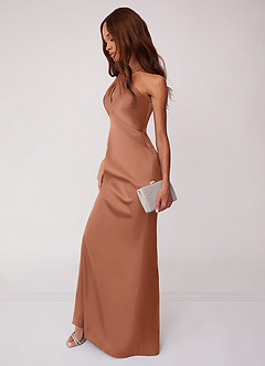 Barbie ♥ Azazie Bridesmaid Dresses Bronzer Sheath Stretch Satin Dress image5