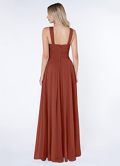 Azazie Kaleigh Bridesmaid Dresses Auburn A-Line Pleated Chiffon Dress image2