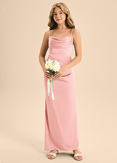 Azazie Mai Junior Powder Pink A-Line Sweetheart Neckline Stretch Satin Dress image4