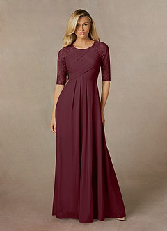 Azazie Raelyn Mère de la mariée Robes Robe Trapèze en Maille Dentelle Cabernet image4