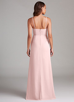 Azazie Maci Robes de demoiselle d'honneur Robe Fourreau en Mousseline de soie Plissée Rose Pâle image7