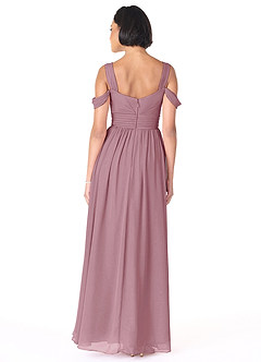 Azazie Lianne Bridesmaid Dresses Vintage Mauve A-Line Off the Shoulder Chiffon Dress image4